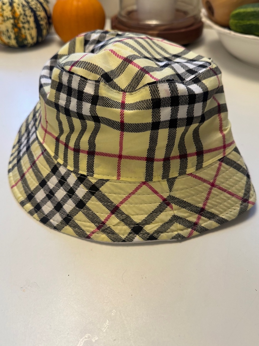 Yellow Plaid Bucket Hat - Classic Check Pattern